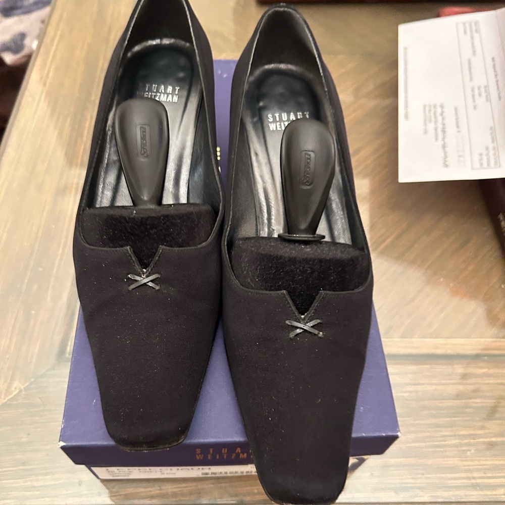Stuart Weitzman, Leprechaum, Black, Crepe Shoe, 7.5